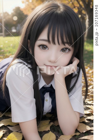 夕日の紅葉と女子高生●AI生成画像 夕日の紅葉と女子高生●AI生成画像 107169348