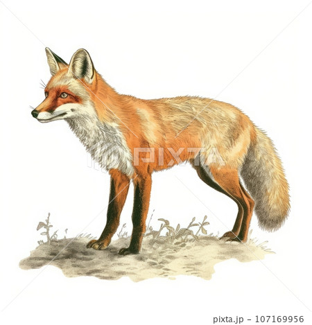 Red fox watercolor illustration for t shirt...のイラスト素材