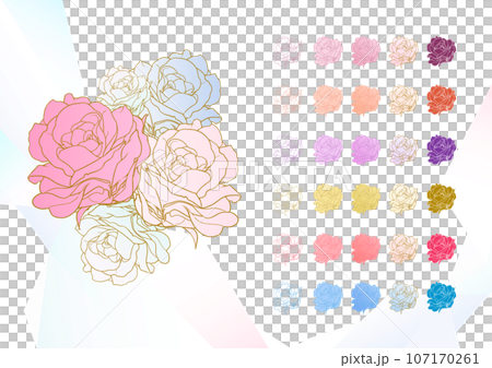 カラフルなバラの花セット 107170261