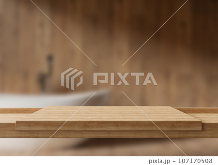 Empty wooden table top and blurred bathroomのイラスト素材 [107170508] - PIXTA