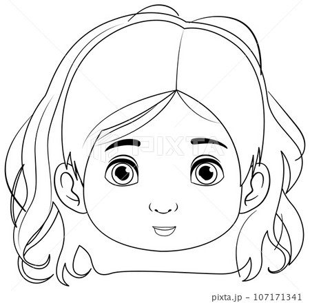 Outline of Girl Face Cartoon 107171341