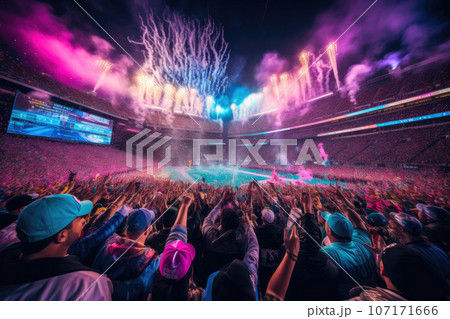Epic Super Bowl Halftime Performance Amidst Roaring Fans 107171666