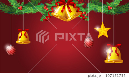 Festive Christmas Background with Ornaments and Decorations 107171755
