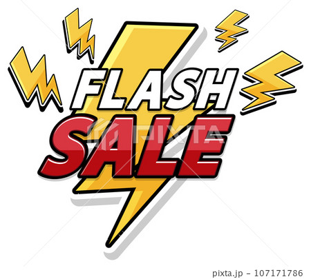 Flash Sale Icon Banner with Yellow Lightning Sign 107171786