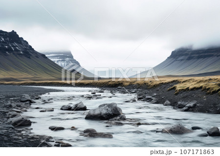 Glacial River Serenity: Icelandic Highlands 107171863