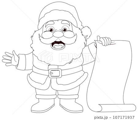 Cute Santa Claus Cartoon Character Holding Paper Scroll 107171937
