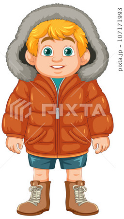 Adorable Cartoon Character: Cute Boy in Winter Coat 107171993