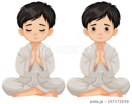 Boy Praying with Open and Closed Eyes Boy Praying with Open and Closed Eyes 107172039