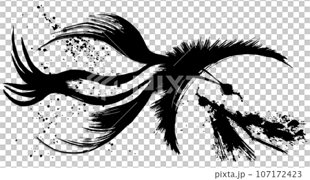 鳥の親子　手書きの毛筆イラスト 107172423