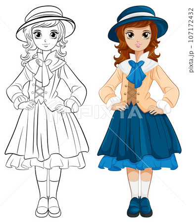 Cute Woman in Vintage Outfit 107172432