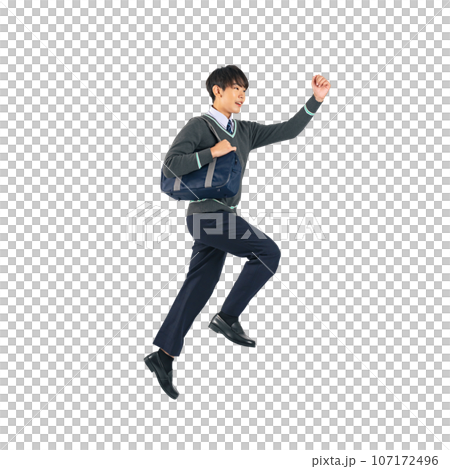 Jumping male student background transparent cutout PNG 107172496
