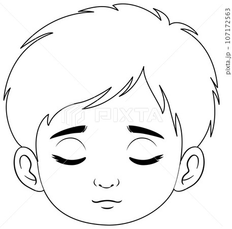 Cartoon Boy Closing His Eyes 107172563