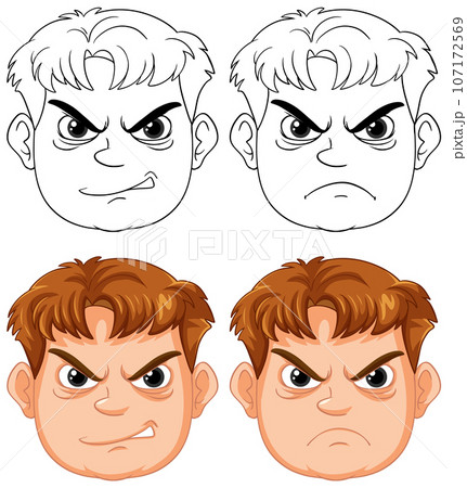 angry face cartoon boy