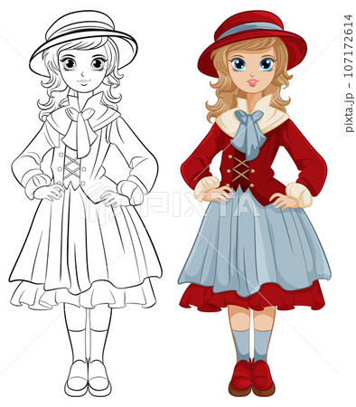Cute Woman in Vintage Outfit Cute Woman in Vintage Outfit 107172614