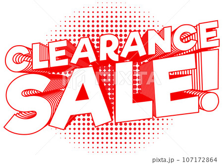 Retro Comic Style Red Clearance Sale Icon Retro Comic Style Red Clearance Sale Icon 107172864