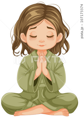 Young Girl Praying in Meditation 107173374