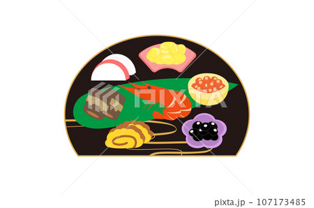 おしゃれな盛付けのおせち 107173485