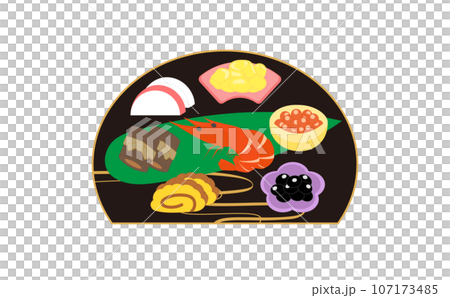 おしゃれな盛付けのおせち 107173485
