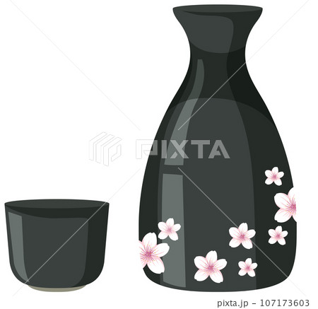Japanese Sake Bottle and Cup Vectorのイラスト素材 [107173603] - PIXTA