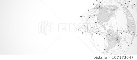 Global network connection concept. Social network communication in the global business concept. Big data visualization. Internet technology illustration. Global network connection concept. Social network communication in the global business concept. Big data visualization. Internet technology illustration. 107173647