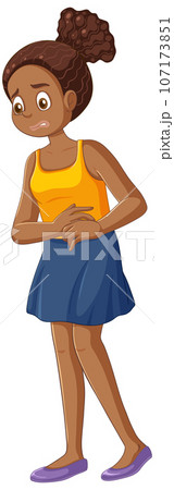 African American Girl Experiencing Menstrual Cramps During Puberty 107173851