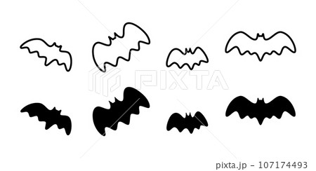 bat vector icon Halloween doodle character cartoon flying logo symbol silhouette illustration design clip art isolated 107174493