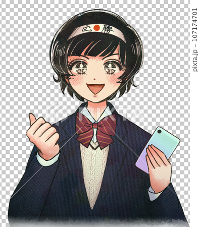 レトロ少女漫画系・スマホで勉強をする受験生のイラスト レトロ少女漫画系・スマホで勉強をする受験生のイラスト 107174701