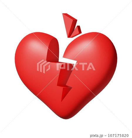 Heartbreak Concept in 3D, 3D Render of Broken Relationship Heartbreak Concept in 3D, 3D Render of Broken Relationship 107175820