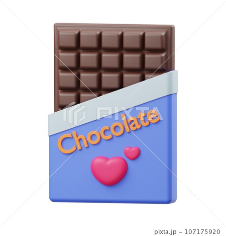 Chocolate 3D Render, Realistic Chocolate Illustration, 3D Chocolate Bar Art 107175920