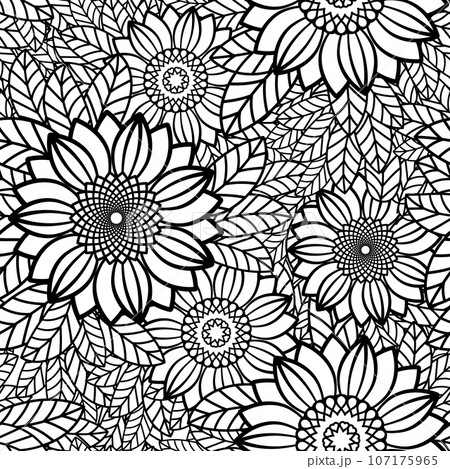 Sunflowers Seamless Pattern Background  107175965