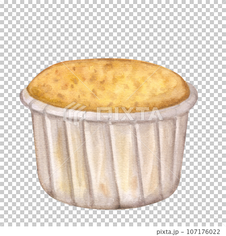 Unfrosted cupcakes. Muffins for breakfast. Homemade traditional vanilla or sour cream flavor. Hand drawn watercolor illustration isolated on white background. For cafe menu pastry shop Unfrosted cupcakes. Muffins for breakfast. Homemade traditional vanilla or sour cream flavor. Hand drawn watercolor illustration isolated on white background. For cafe menu pastry shop 107176022