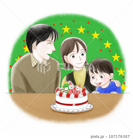 クリスマスケーキと家族パーティー クリスマスケーキと家族パーティー 107176387