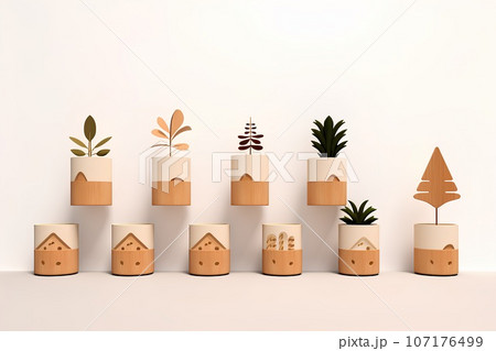 コルク調の観葉植物のアイコン(3Dピクト) コルク調の観葉植物のアイコン(3Dピクト) 107176499