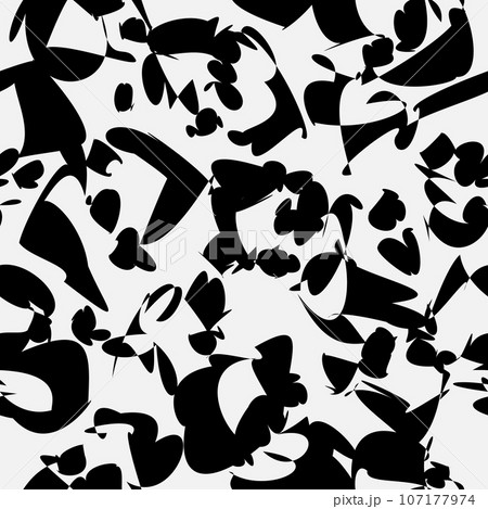 Black and white floral seamless pattern. Elegant botanical spring flowers. Hand drawn fabric, gift wrap, wall design. Nature ornament for textile. 107177974