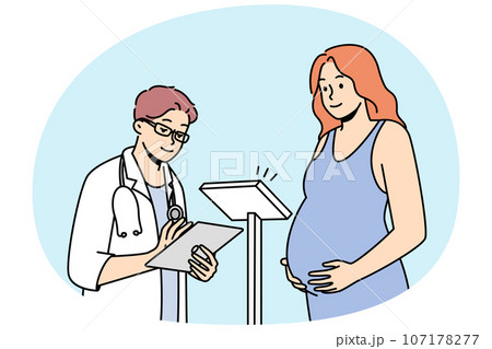 Doctor examine pregnant woman in hospital 107178277
