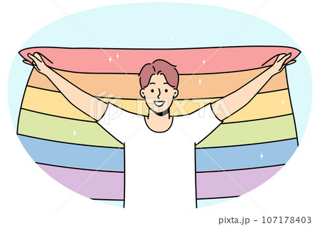 Smiling man with LGBT flagのイラスト素材 [107178403] - PIXTA