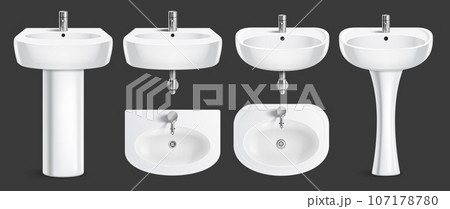 White Sinks Realistic Set 107178780