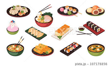 Asian Food Set Asian Food Set 107178856