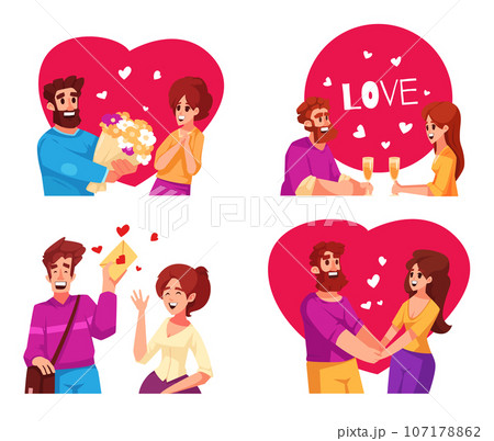 Be My Valentine 2x2 Cartoon Set 107178862