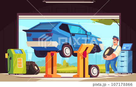 Auto Service Flat Illustration 107178866