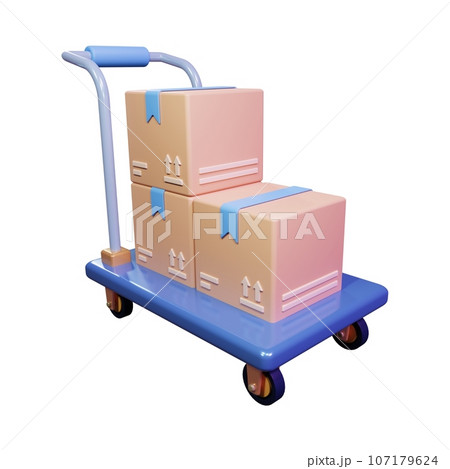 trolley with cardboard boxes trolley with cardboard boxes 107179624