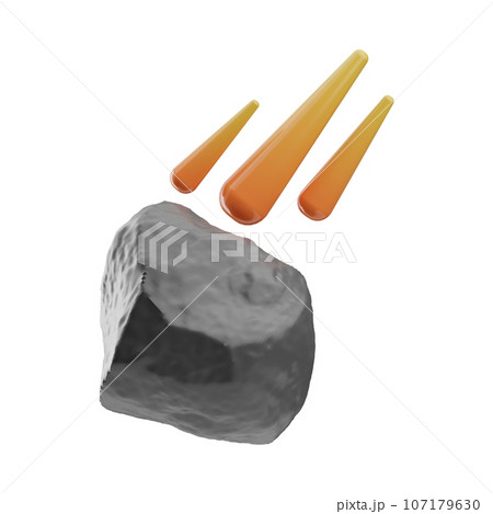 raw meat steak isolated on white, Flame Meteorite 3D Icon, Burning Space Rock Symbol 107179630
