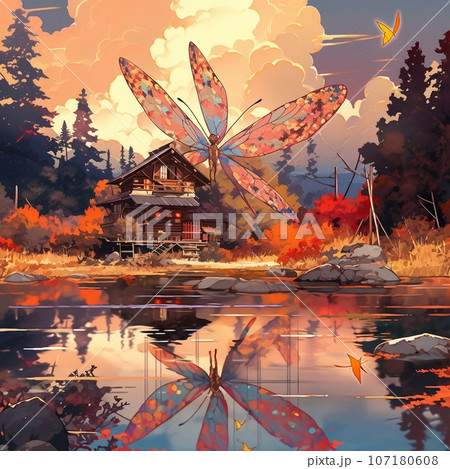 夕焼けに染まる空 107180608