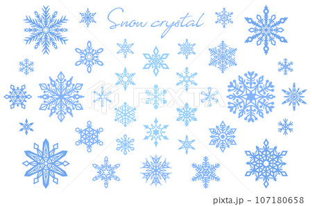 繊細な雪の結晶イラストセット_カラー 107180658