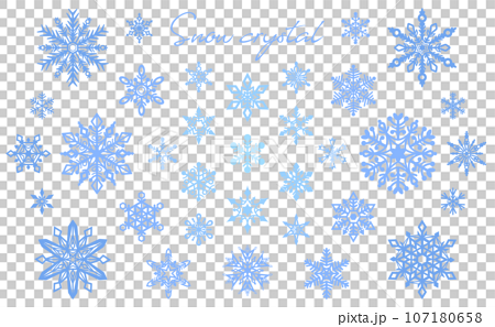 繊細な雪の結晶イラストセット_カラー 107180658