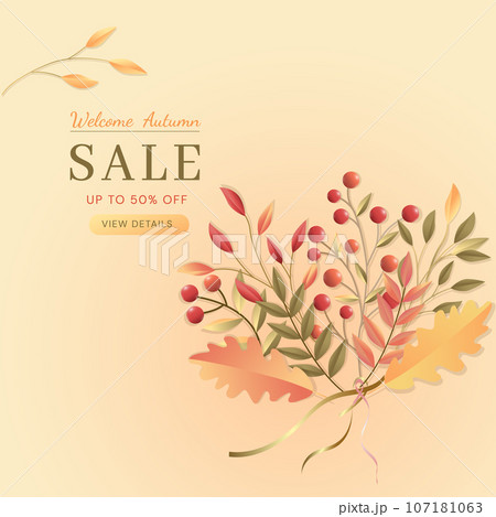 Autumn sale banner template with falling leaves. 107181063