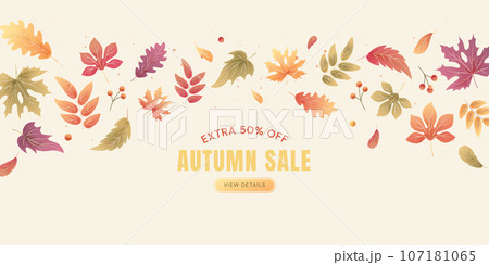 Autumn sale banner template with falling leaves. Autumn sale banner template with falling leaves. 107181065