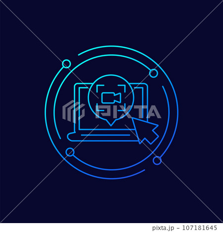 screen recording icon with a laptop, linear design screen recording icon with a laptop, linear design 107181645