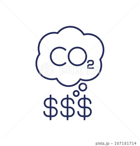 carbon emissions cost line icon, co2 gas price carbon emissions cost line icon, co2 gas price 107181714