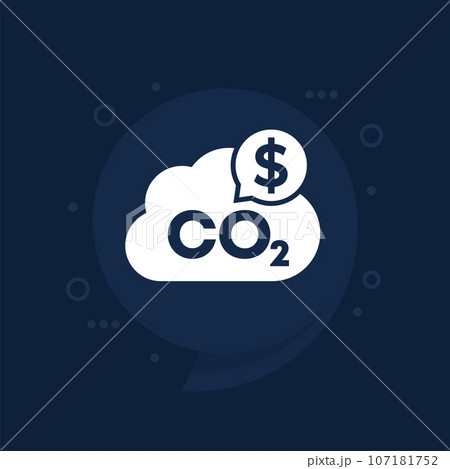 carbon emissions cost icon, co2 gas price vector 107181752